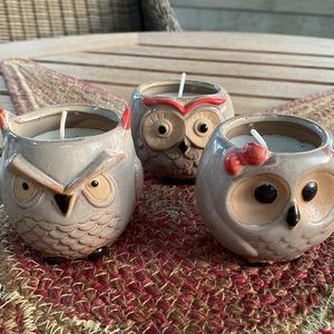 Set of 3 owl candles